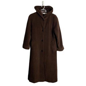 Coastlines Women's Brown Winter Plush Button Hooded Overcoat